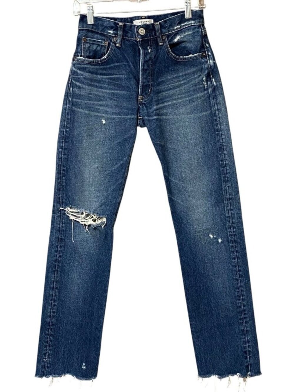 Moussy Vintage Odessa Straight Low Womens 24 Blue Japanese Denim Jeans Preowned